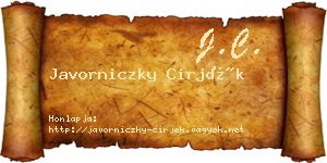 Javorniczky Cirjék névjegykártya